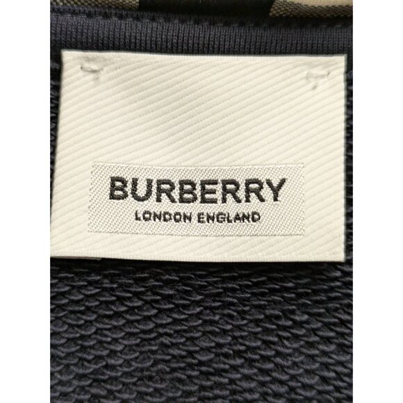 Burberry Men’s 'Hove' Check Embroidery Logo Hoodie Navy Black M 8084770 - Picture 5 of 9